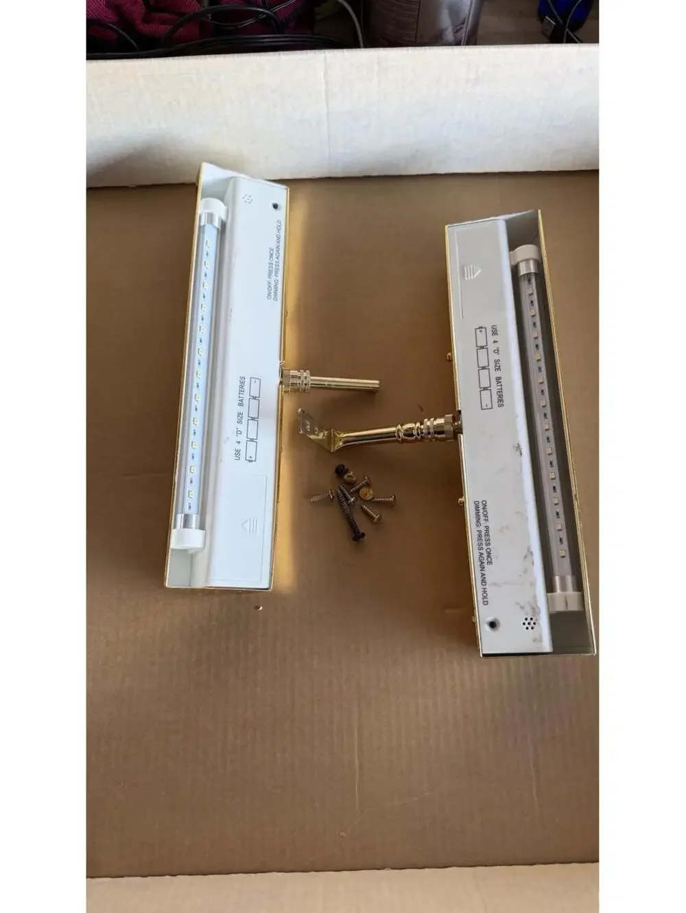 Vintage-Style Brass LED Picture Lights – Lot of 2 – Battery Operated